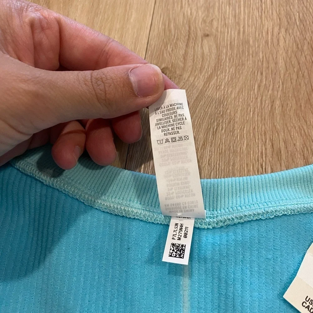 NWT aerie crop ribbed blue tee size small - Picture 4 of 4